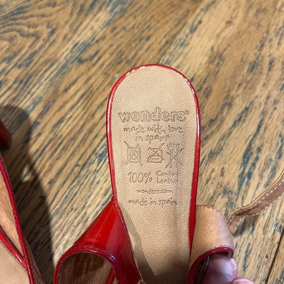 ❤️ WONDERS RED SLINGBACK HEELS WITH BOW - SIZE 38 - 100% LEATHER - Picture 13 of 15